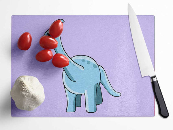 Big Funny Dinosaur Lilac Glass Chopping Board