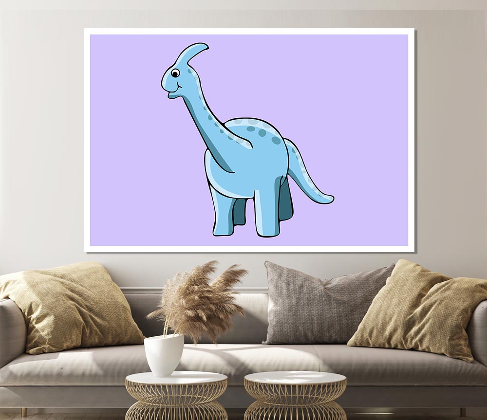 Big Funny Dinosaur Lilac Print Poster Wall Art