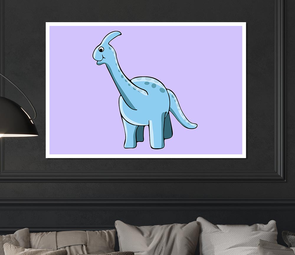 Big Funny Dinosaur Lilac Print Poster Wall Art