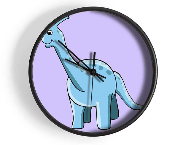 Big Funny Dinosaur Lilac Clock - Wallart-Direct UK