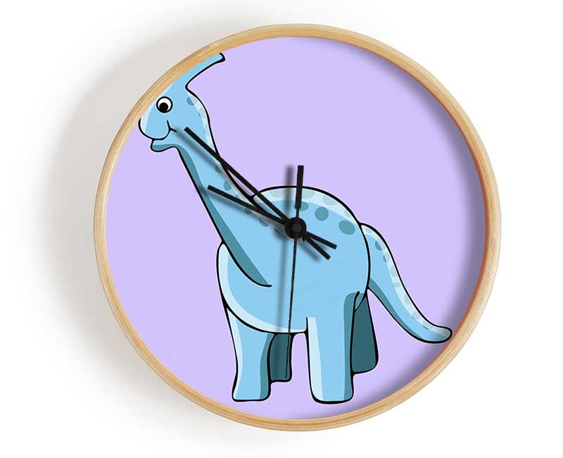 Big Funny Dinosaur Lilac Clock - Wallart-Direct UK