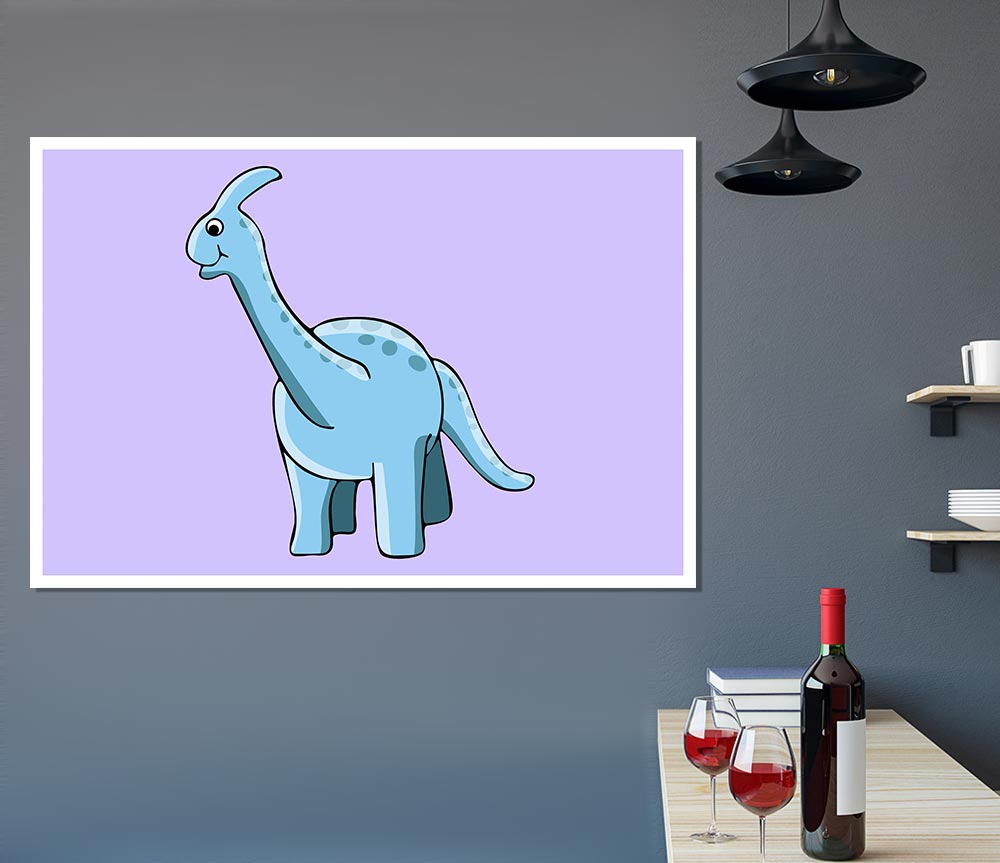 Big Funny Dinosaur Lilac Print Poster Wall Art