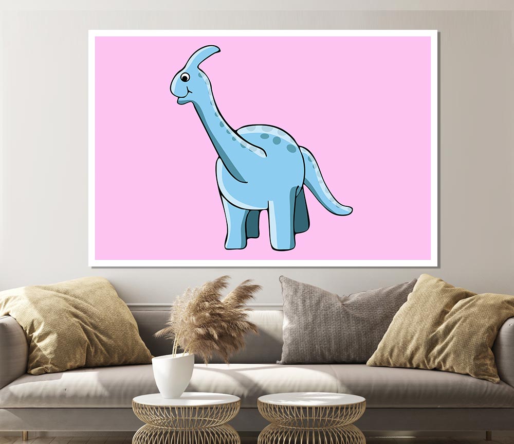 Big Funny Dinosaur Pink Print Poster Wall Art