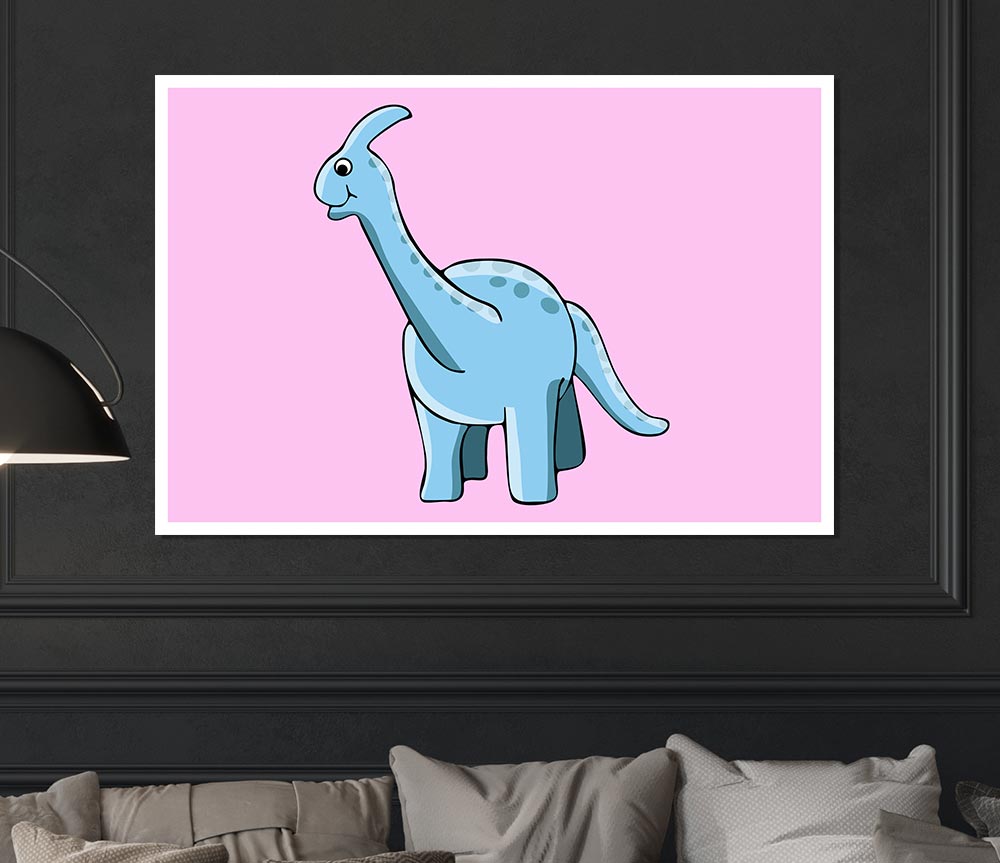 Big Funny Dinosaur Pink Print Poster Wall Art