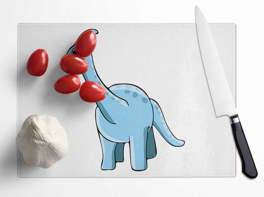 Big Funny Dinosaur White Glass Chopping Board