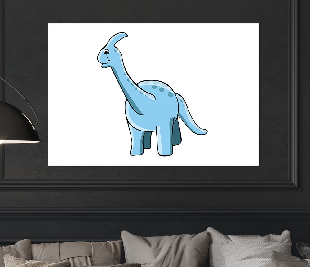 Big Funny Dinosaur White Print Poster Wall Art