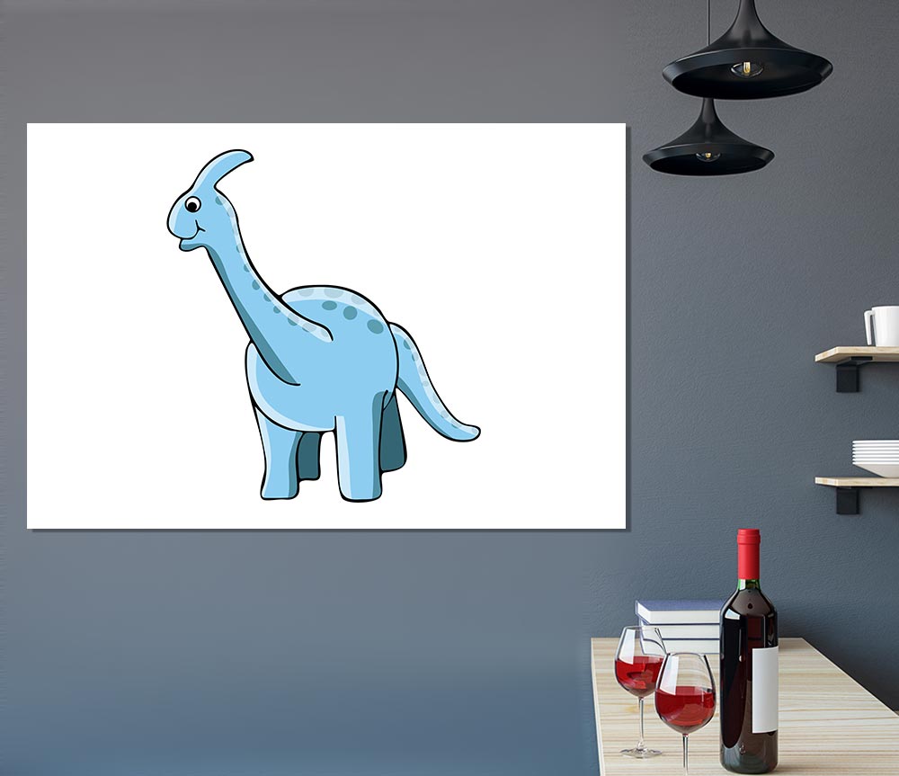 Big Funny Dinosaur White Print Poster Wall Art