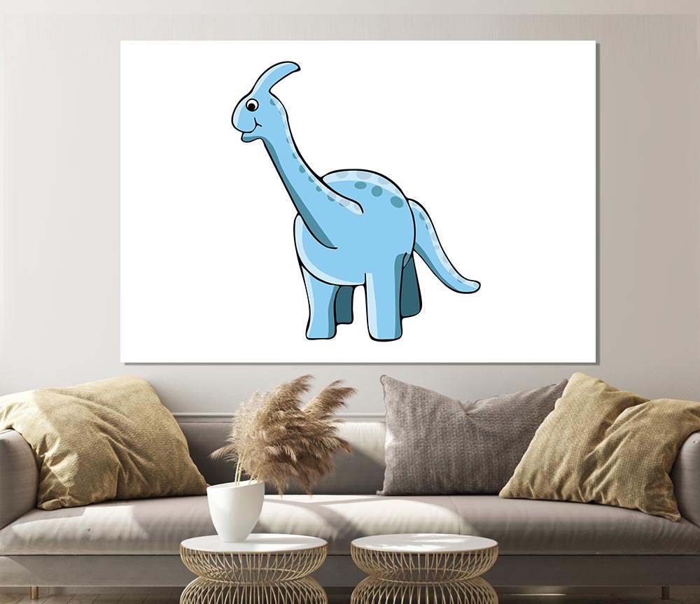 Big Funny Dinosaur White Print Poster Wall Art