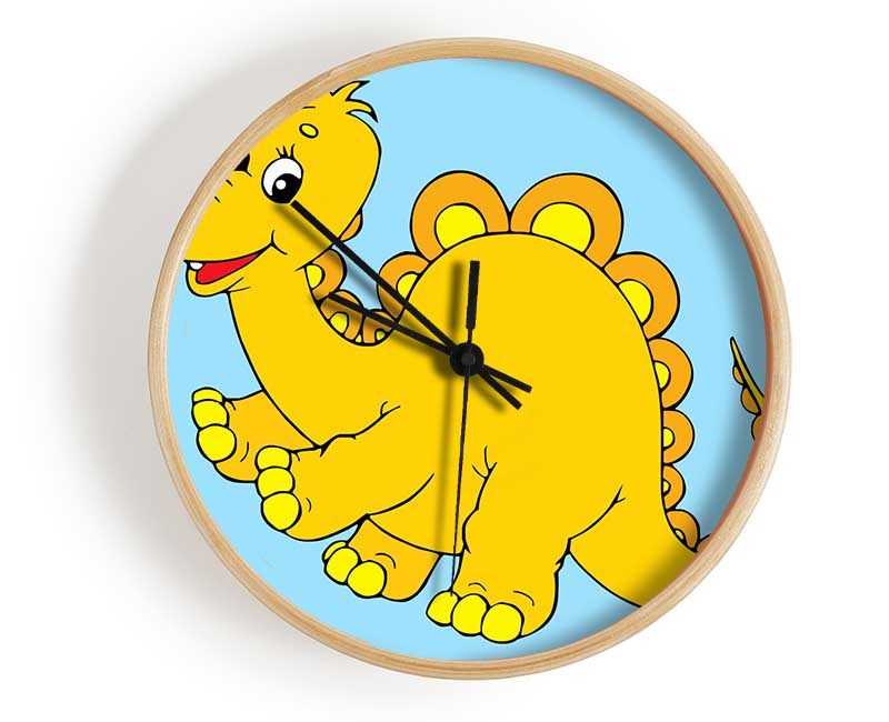 Big Happy Dinosaur Baby Blue Clock - Wallart-Direct UK