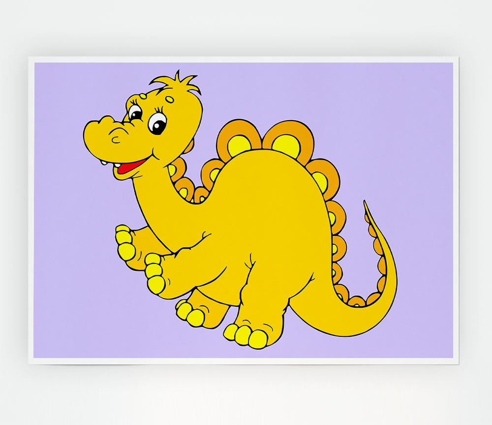 Big Happy Dinosaur Lilac Print Poster Wall Art