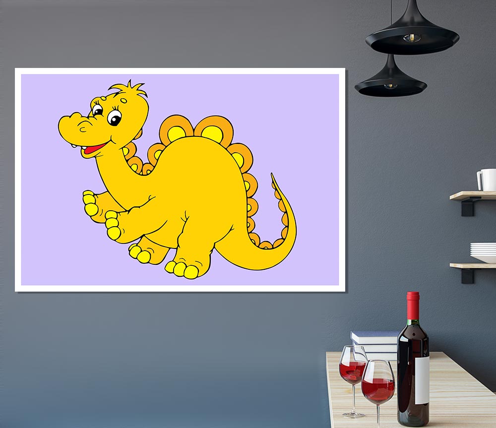 Big Happy Dinosaur Lilac Print Poster Wall Art