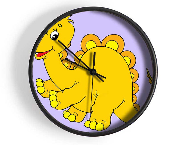 Big Happy Dinosaur Lilac Clock - Wallart-Direct UK