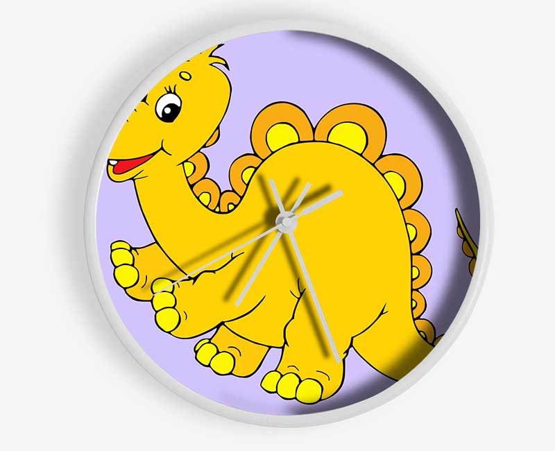 Big Happy Dinosaur Lilac Clock - Wallart-Direct UK