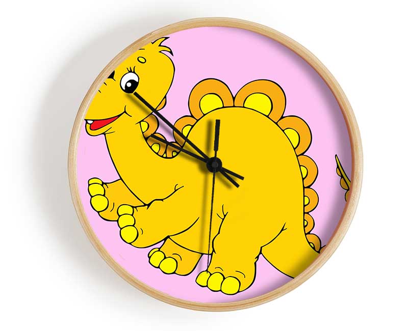 Big Happy Dinosaur Pink Clock - Wallart-Direct UK