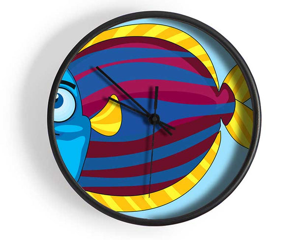 Big Happy Fish Baby Blue Clock - Wallart-Direct UK