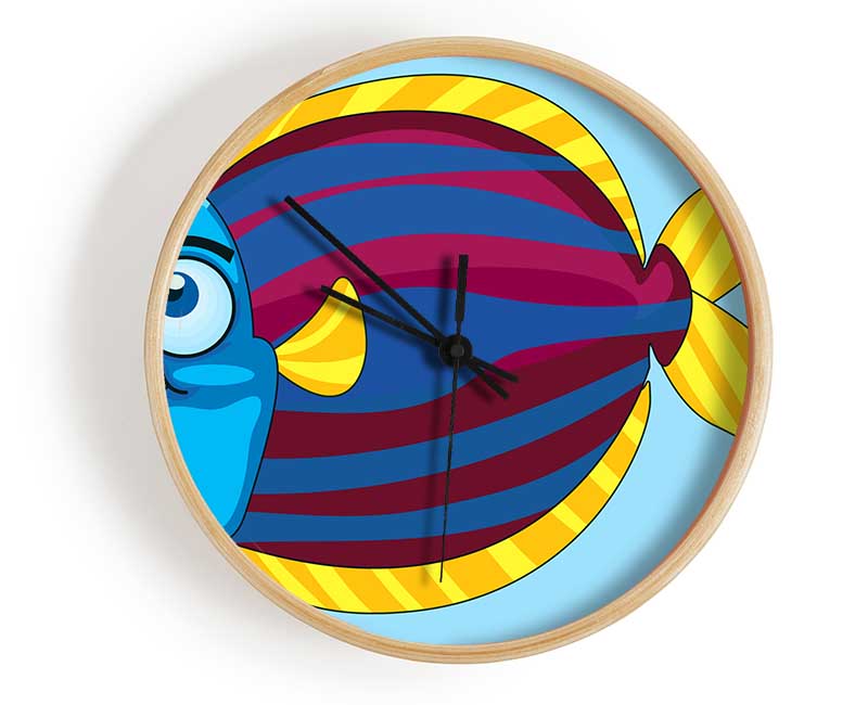 Big Happy Fish Baby Blue Clock - Wallart-Direct UK