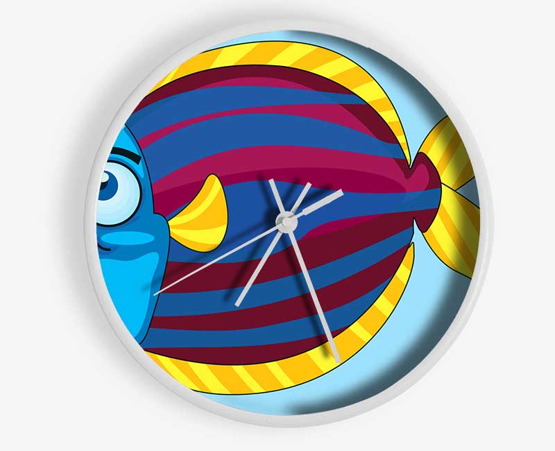 Big Happy Fish Baby Blue Clock - Wallart-Direct UK