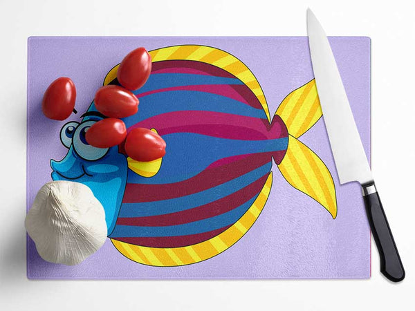 Big Happy Fish Lilac Glass Chopping Board