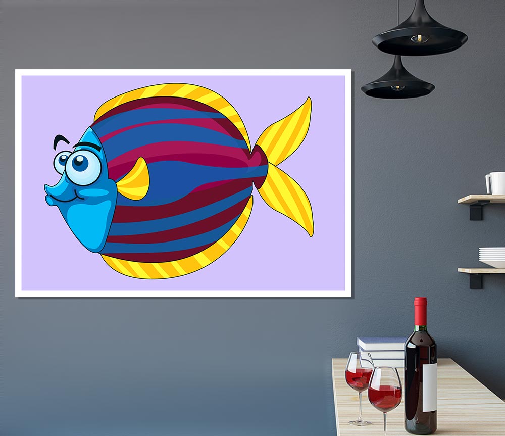 Big Happy Fish Lilac Print Poster Wall Art