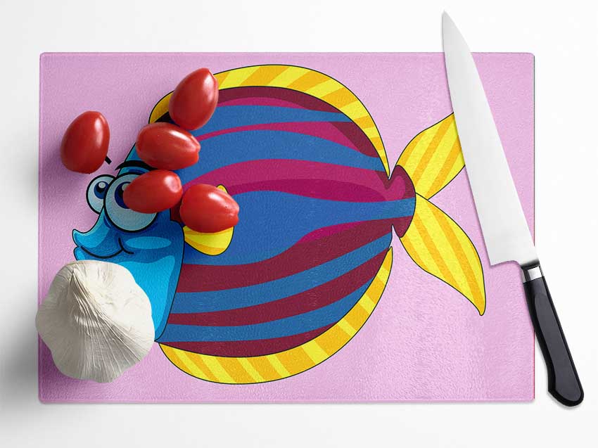 Big Happy Fish Pink Glass Chopping Board