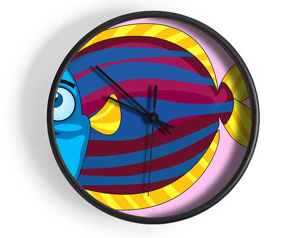 Big Happy Fish Pink Clock - Wallart-Direct UK