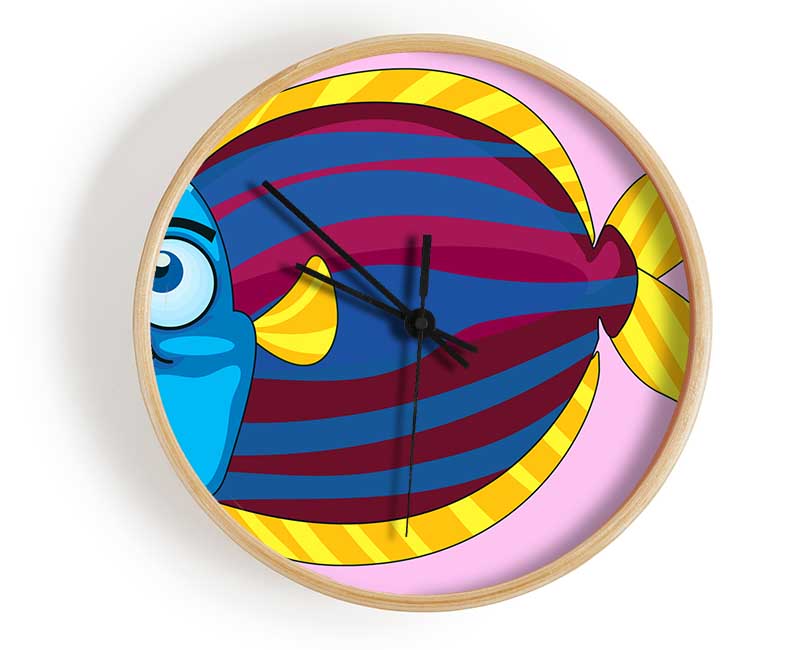 Big Happy Fish Pink Clock - Wallart-Direct UK