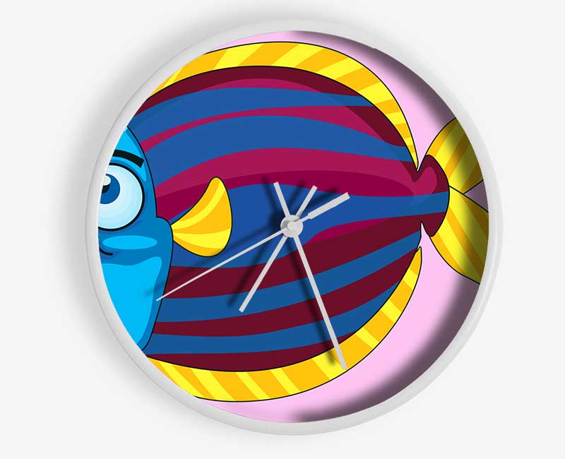 Big Happy Fish Pink Clock - Wallart-Direct UK