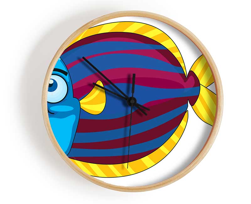 Big Happy Fish White Clock - Wallart-Direct UK