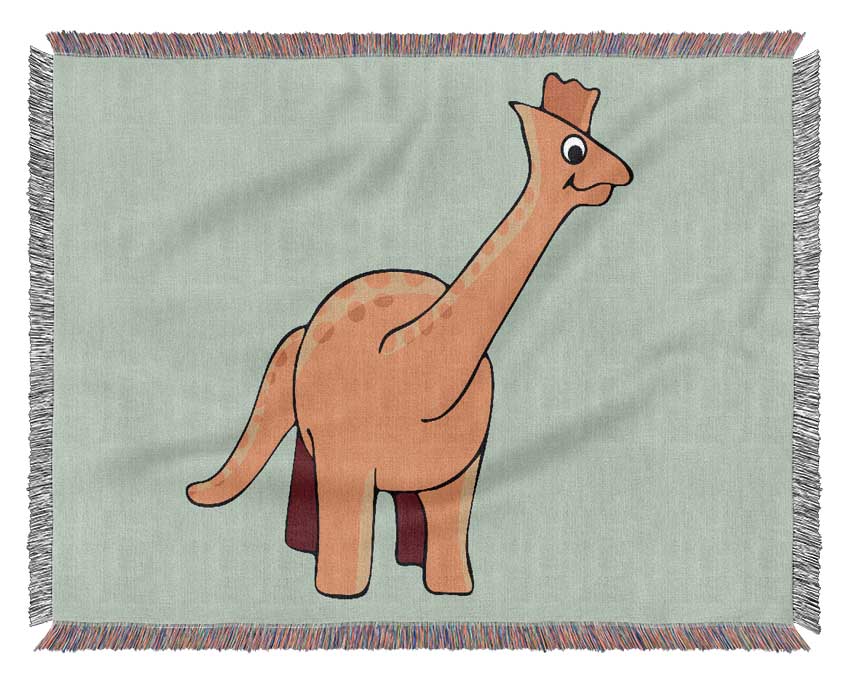 Big Herbivore Dinosaur Long Neck Baby Blue Woven Blanket