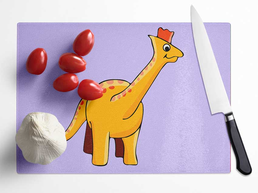 Big Herbivore Dinosaur Long Neck Lilac Glass Chopping Board