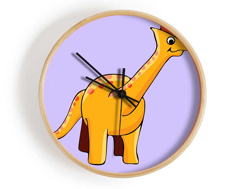 Big Herbivore Dinosaur Long Neck Lilac Clock - Wallart-Direct UK