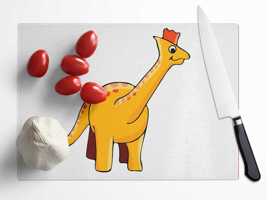 Big Herbivore Dinosaur Long Neck White Glass Chopping Board