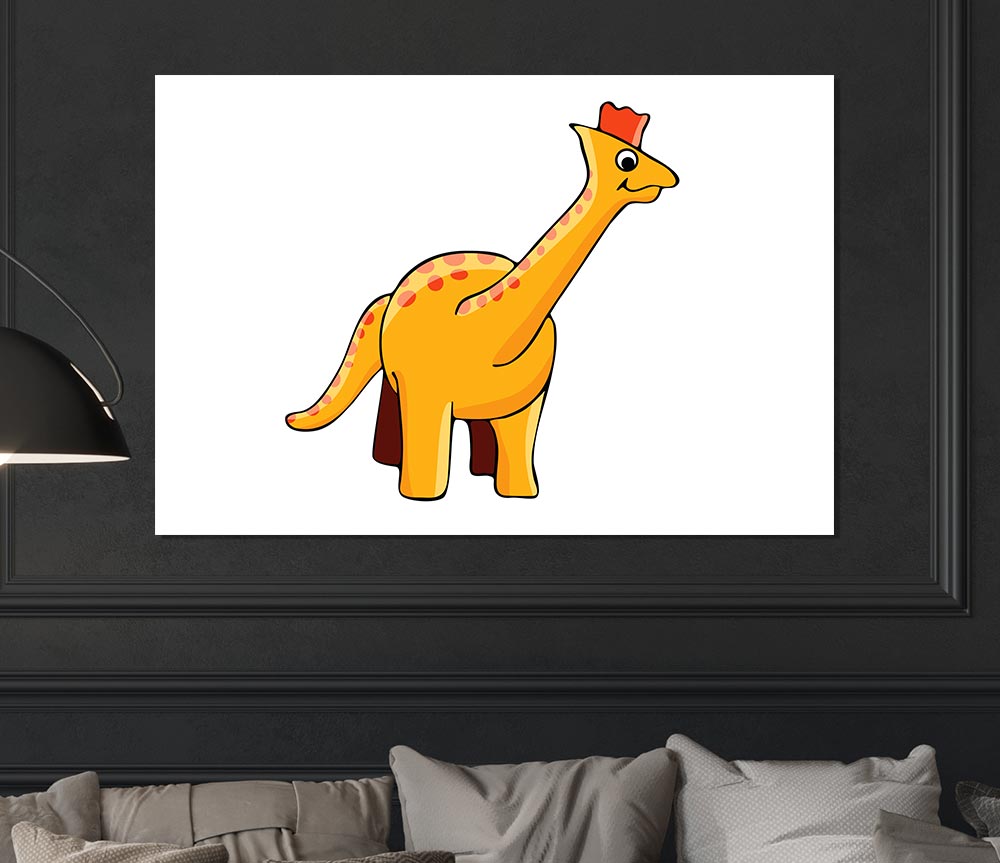 Big Herbivore Dinosaur Long Neck White Print Poster Wall Art