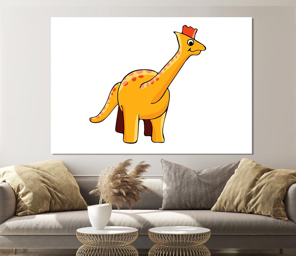 Big Herbivore Dinosaur Long Neck White Print Poster Wall Art