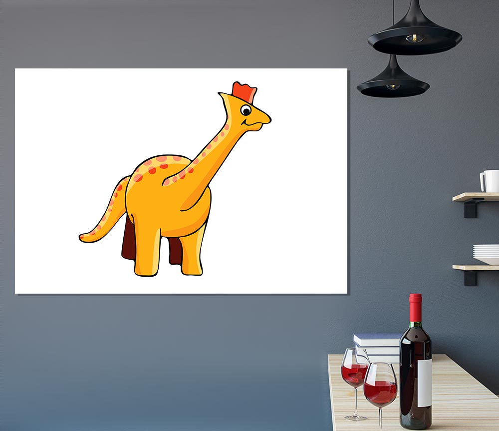 Big Herbivore Dinosaur Long Neck White Print Poster Wall Art