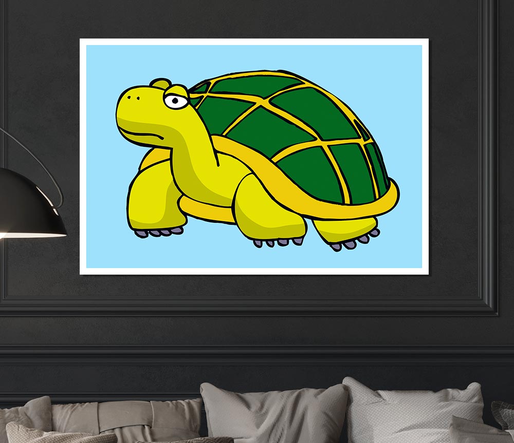 Big Turtle Baby Blue Print Poster Wall Art