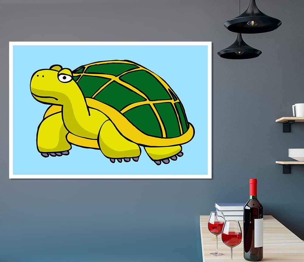 Big Turtle Baby Blue Print Poster Wall Art