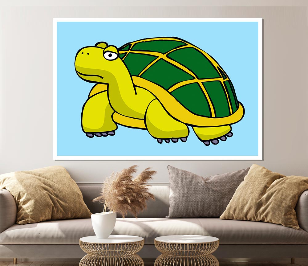 Big Turtle Baby Blue Print Poster Wall Art