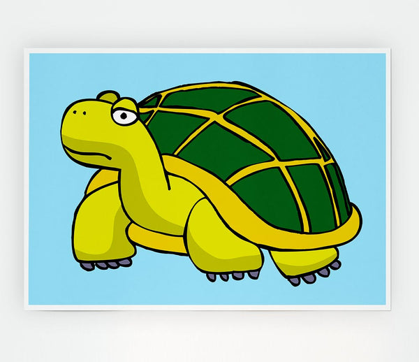 Big Turtle Baby Blue Print Poster Wall Art