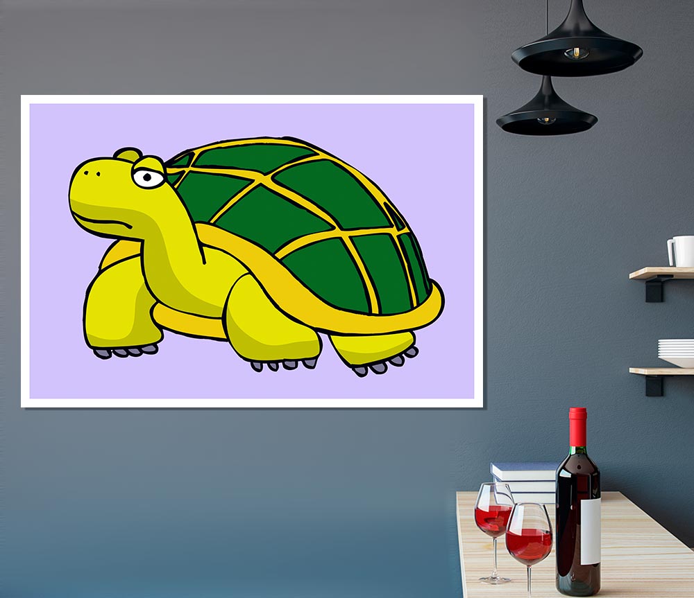 Big Turtle Lilac Print Poster Wall Art