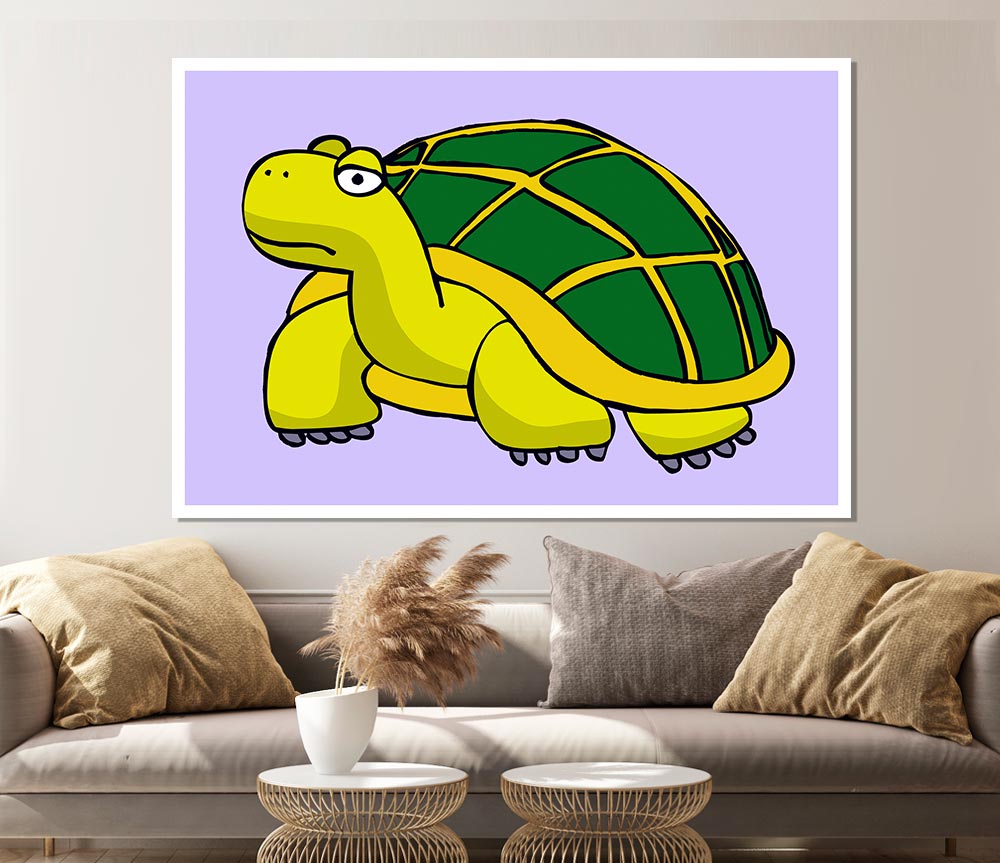 Big Turtle Lilac Print Poster Wall Art