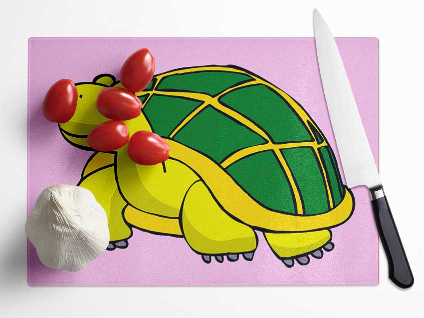 Big Turtle Pink Glass Chopping Board