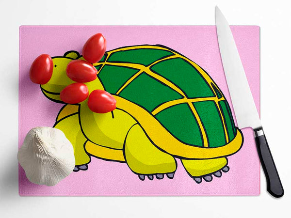 Big Turtle Pink Glass Chopping Board