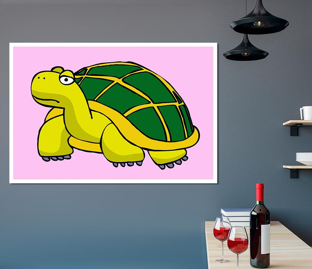 Big Turtle Pink Print Poster Wall Art