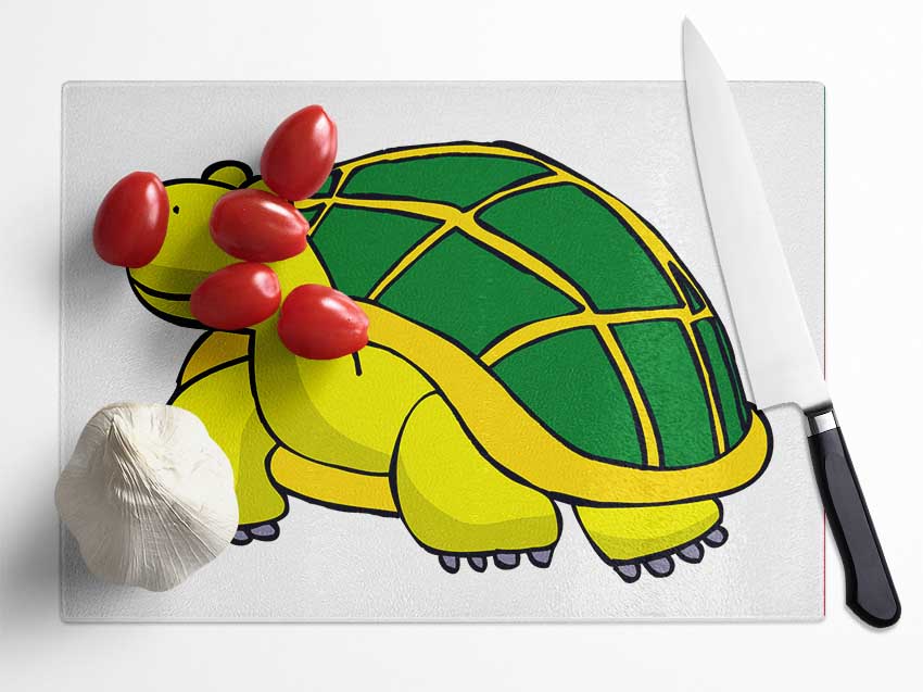 Big Turtle White Glass Chopping Board