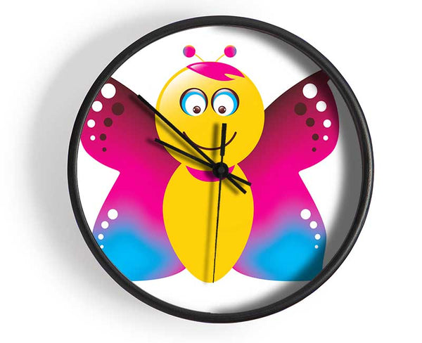 Butterfly Cartoon Face White Clock - Wallart-Direct UK