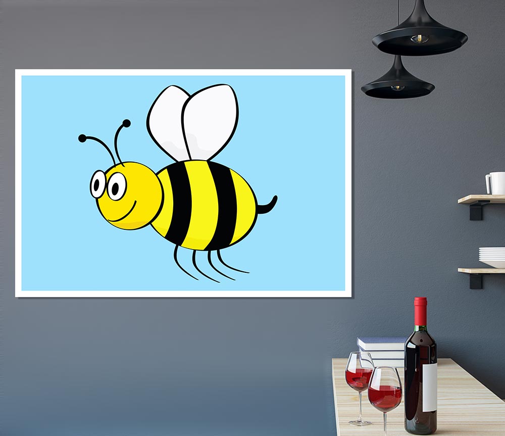 Buzzing Bee Baby Blue Print Poster Wall Art