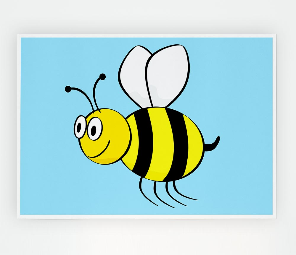 Buzzing Bee Baby Blue Print Poster Wall Art