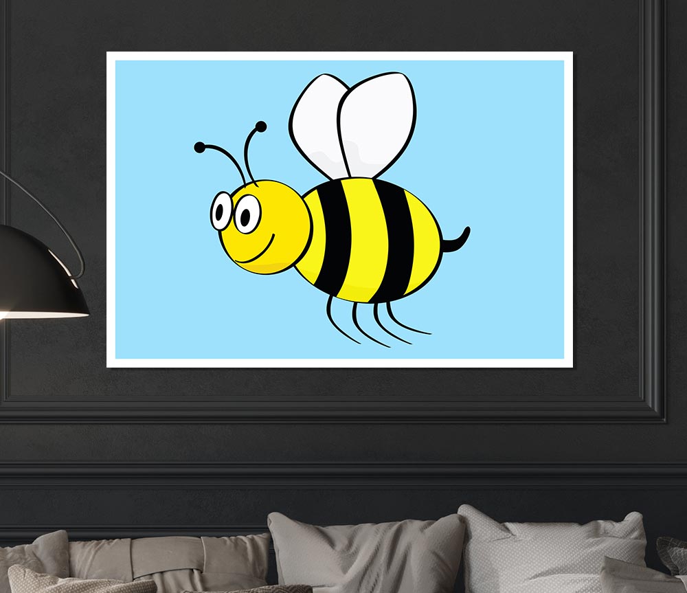 Buzzing Bee Baby Blue Print Poster Wall Art