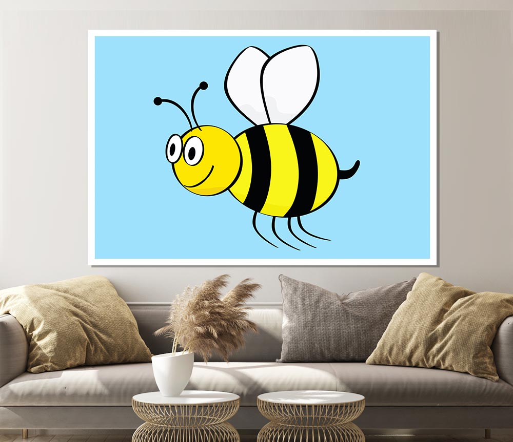 Buzzing Bee Baby Blue Print Poster Wall Art